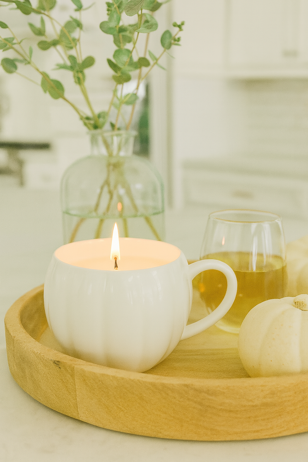 White Pumpkin Mug Candle | cedar leaf | spiced apple | pine