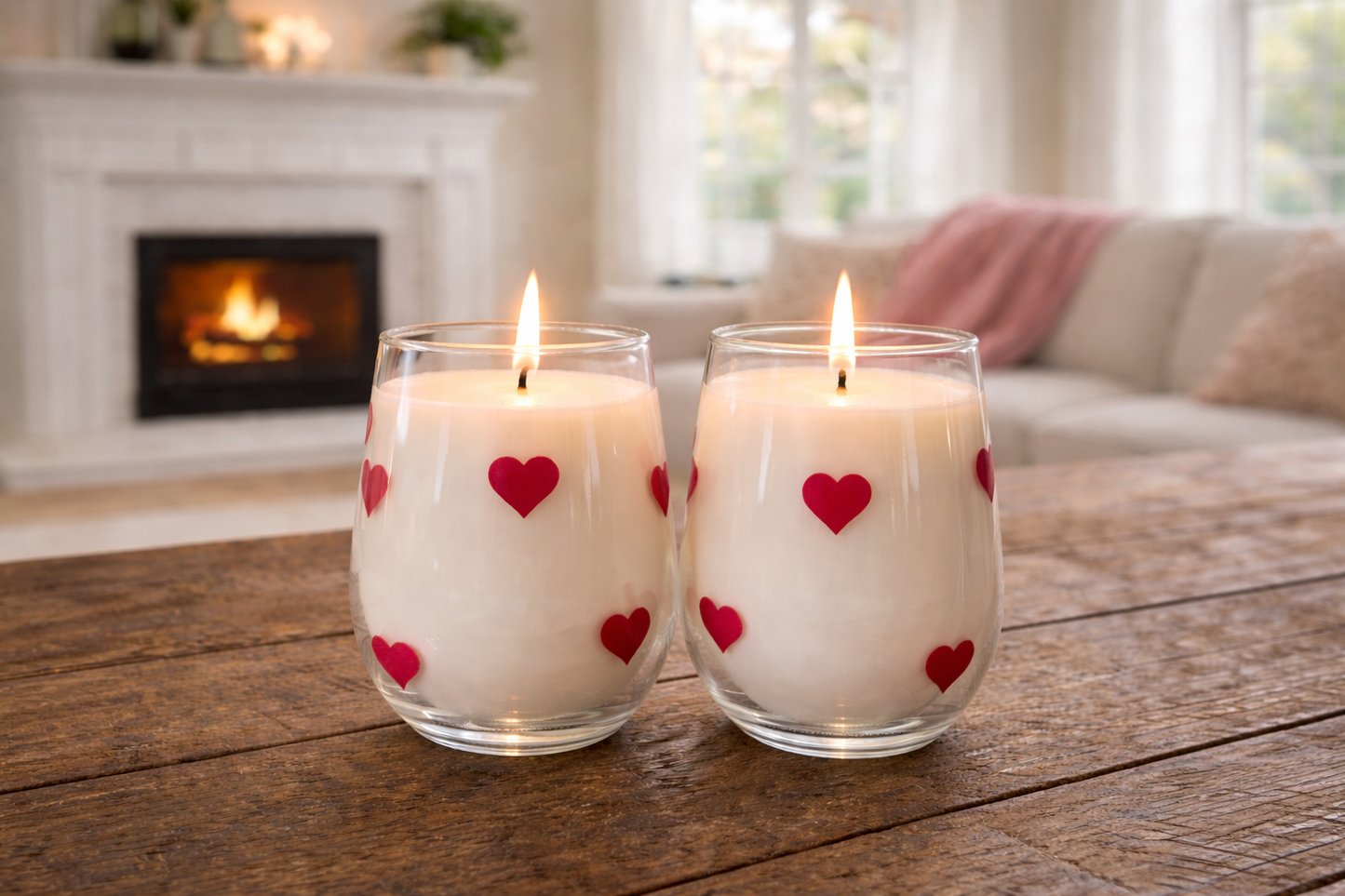 Stemless Pink Heart Candle | sparkling raspberry + pomegranate + ruby rose