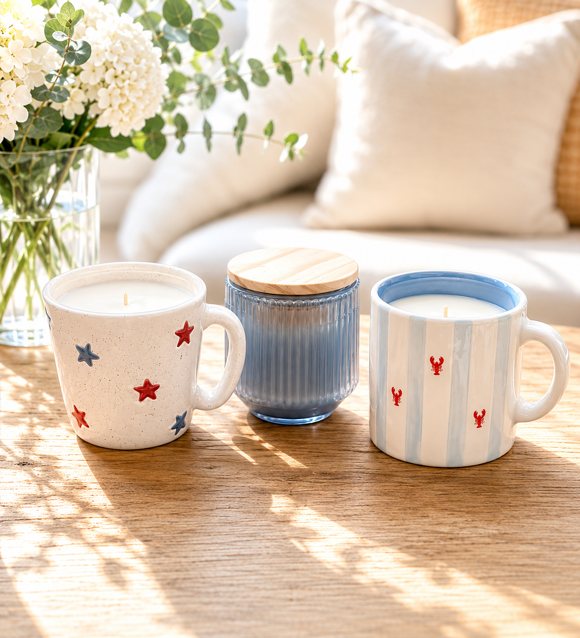 Coastal Blue tumbler candle with wood lid | Sun-Drenched