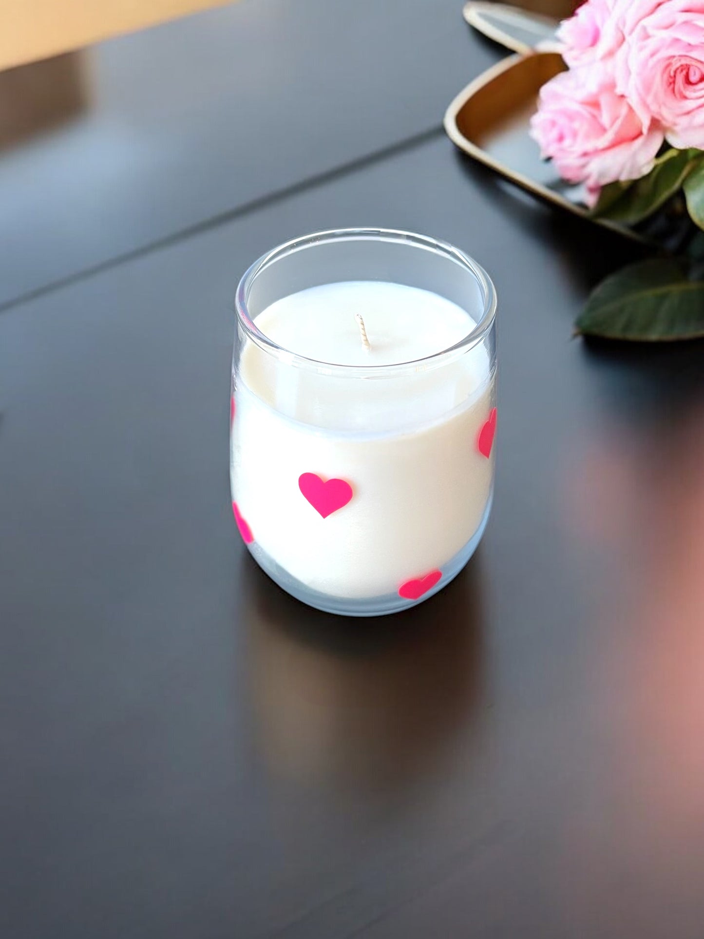 Stemless Pink Heart Candle