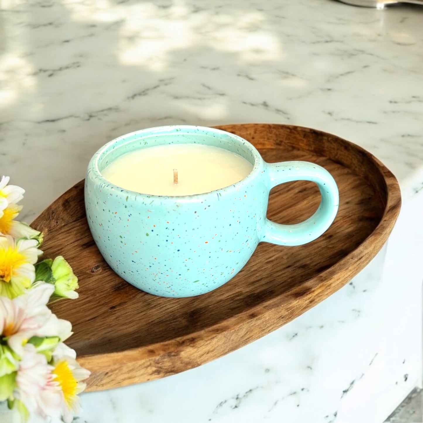Speckled Turquoise Mug Candle