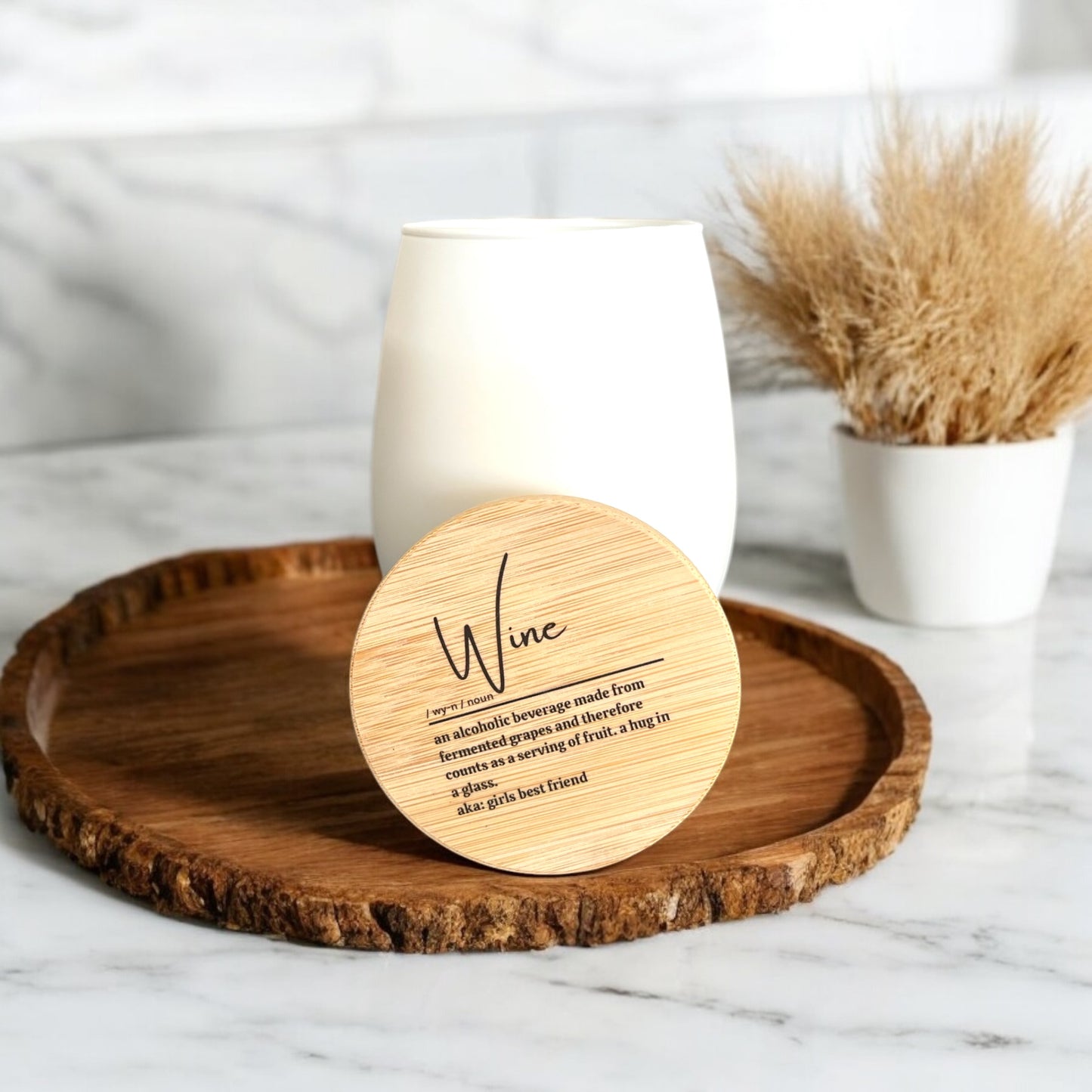 Wine Matte White Stemless Candle