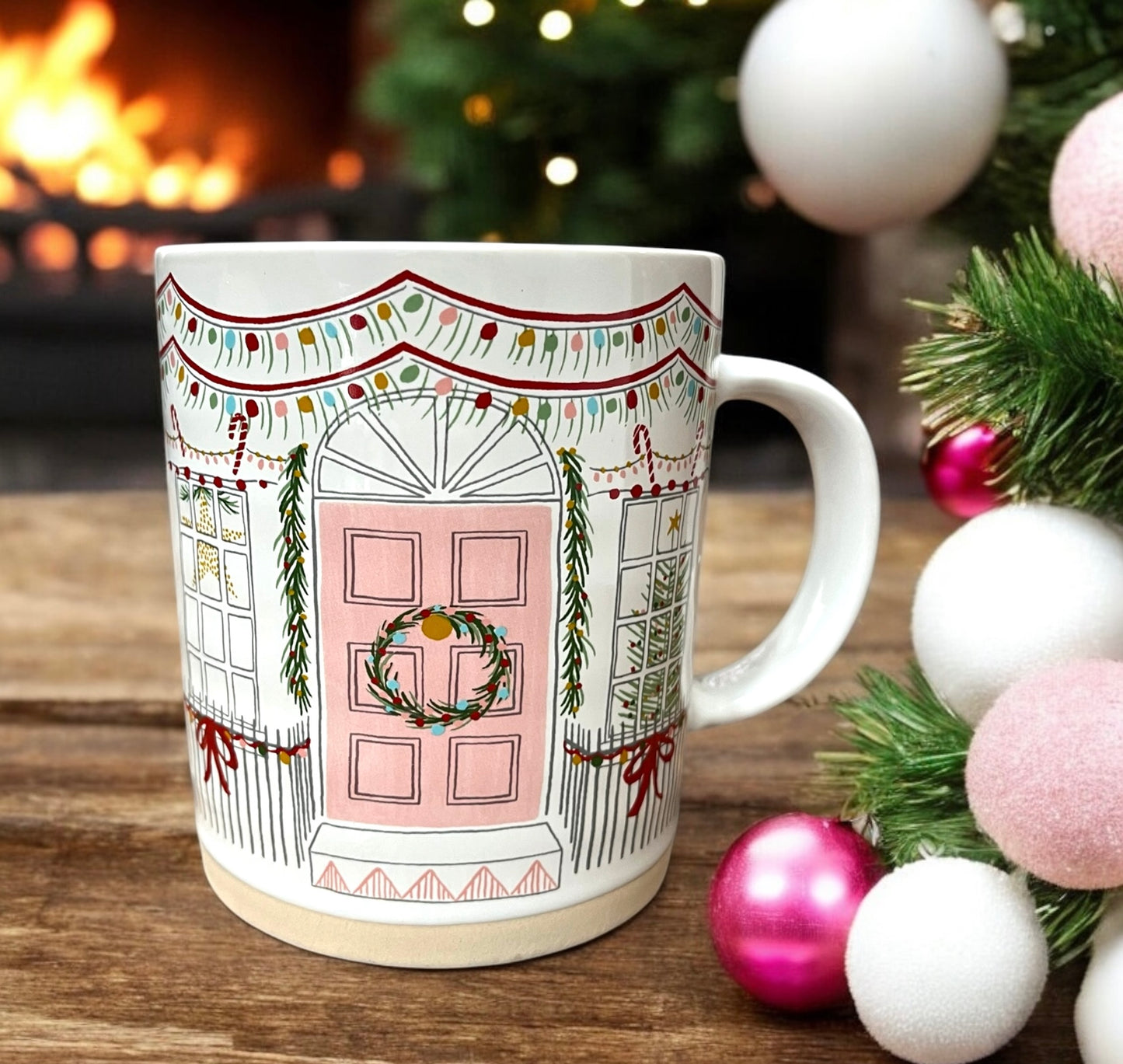 Pink Christmas Door Mug Candle