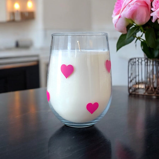 Stemless Pink Heart Candle