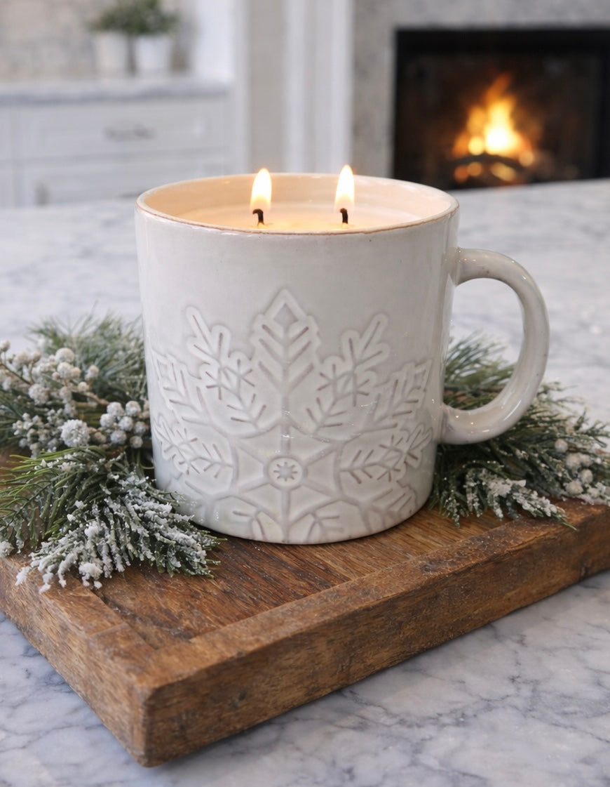 Snowflake Mug Candle (2-wick) | vanilla cashmere