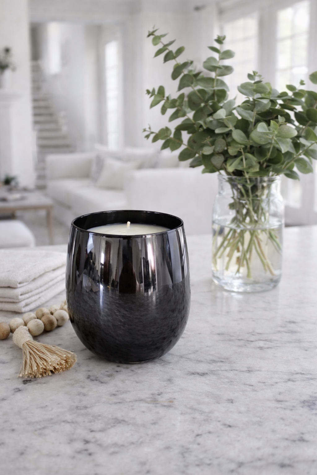 Iridescent Black Stemless Candle | amber + rosewood + vanilla musk
