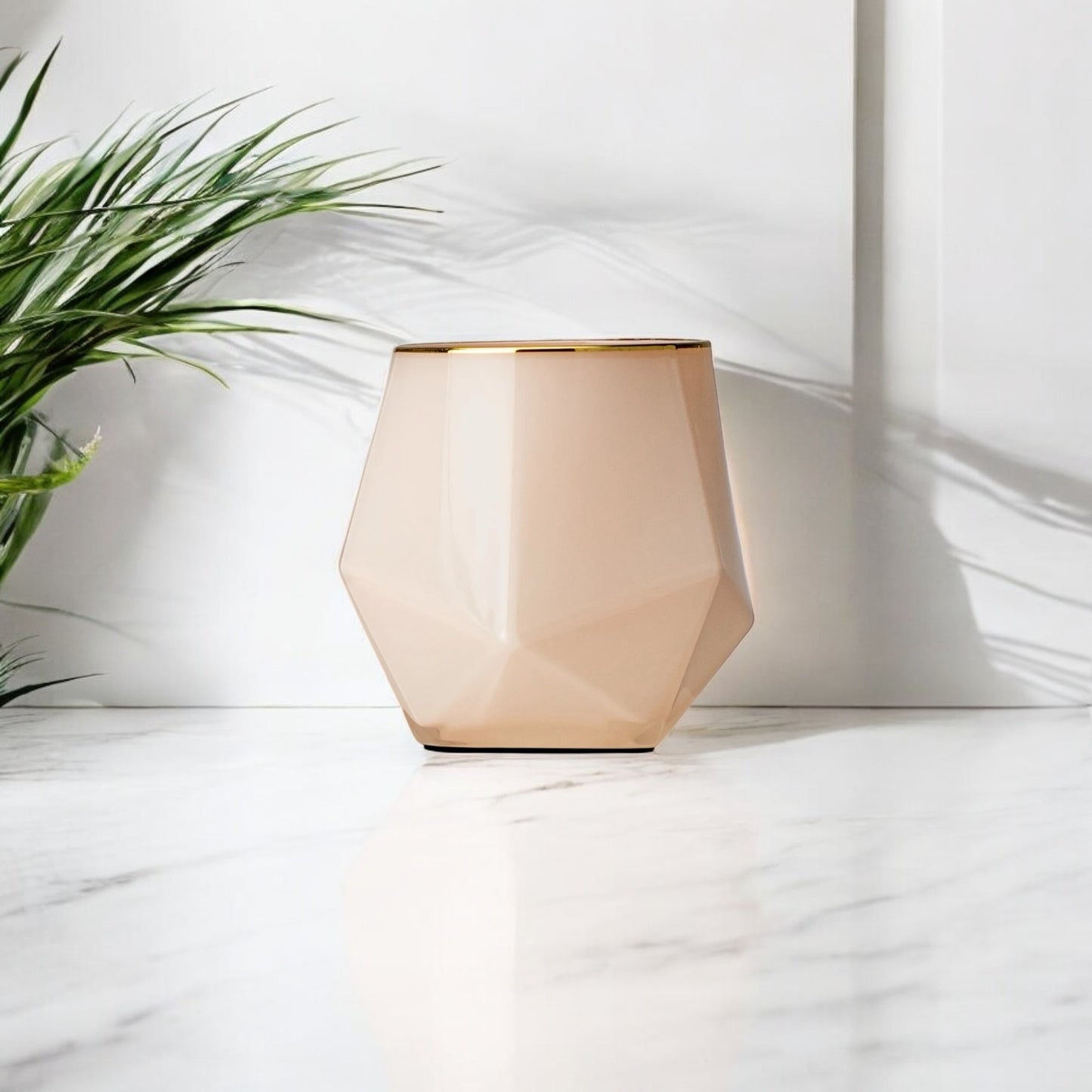 Luxe Shell + Gold Trim Stemless Candle | cocoa butter & cashmere