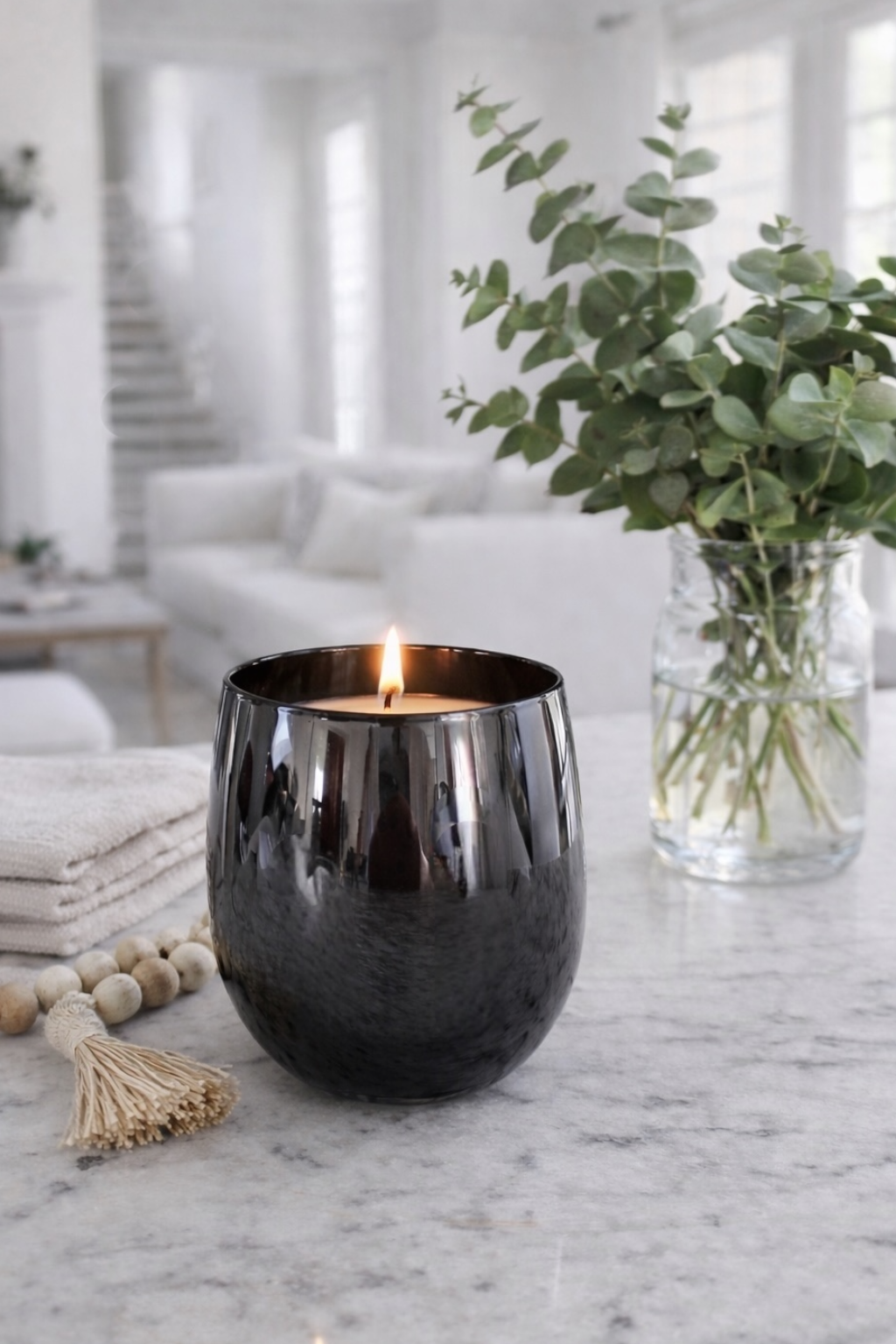 Iridescent Black Stemless Candle | amber + rosewood + vanilla musk