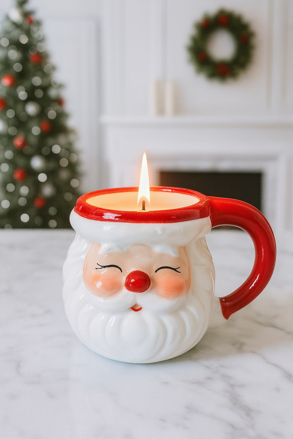 Santa Mug Candle | Balsam Fir & Peppermint Cream