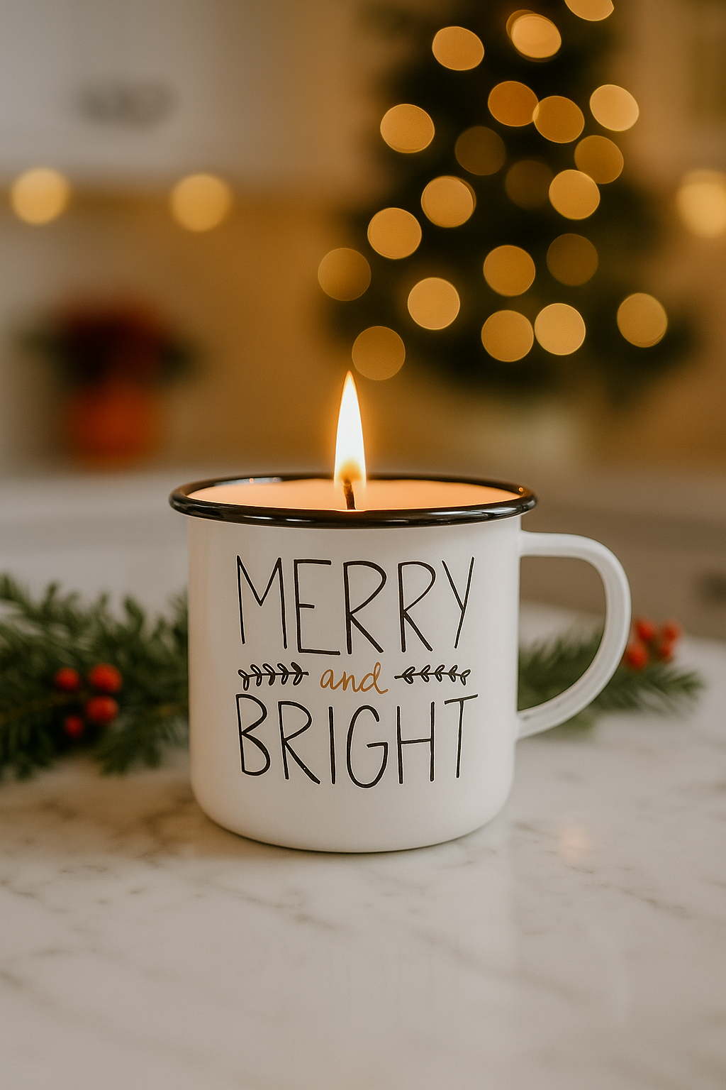 Merry & Bright Tin Mug Candle