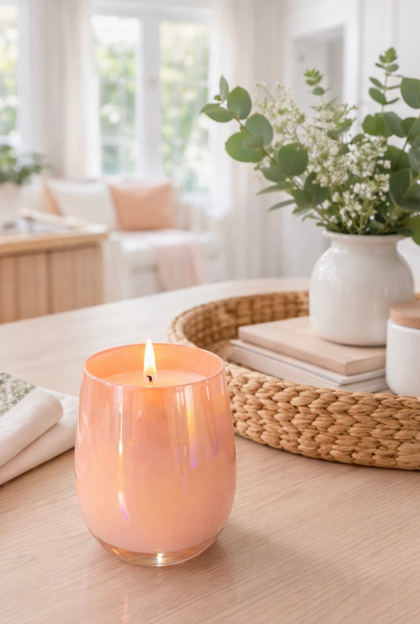 Iridescent Peach Stemless Candle | peach tea