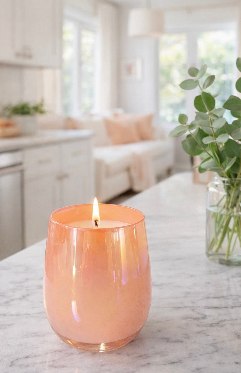 Iridescent Peach Stemless Candle | peach tea