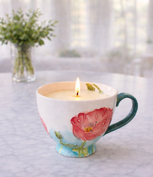 Floral Tea Cup Candle | chai tea