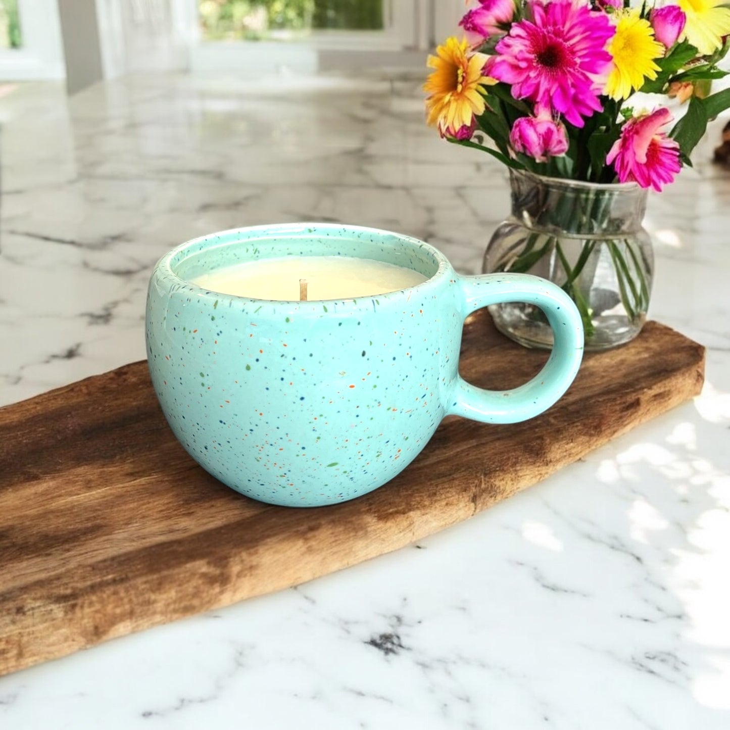 Speckled Turquoise Mug Candle