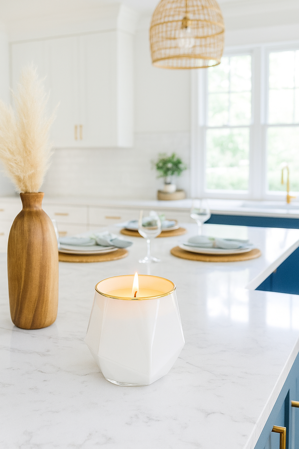 Luxe White + Gold Trim Stemless Candle | sea salt, linen & light musk