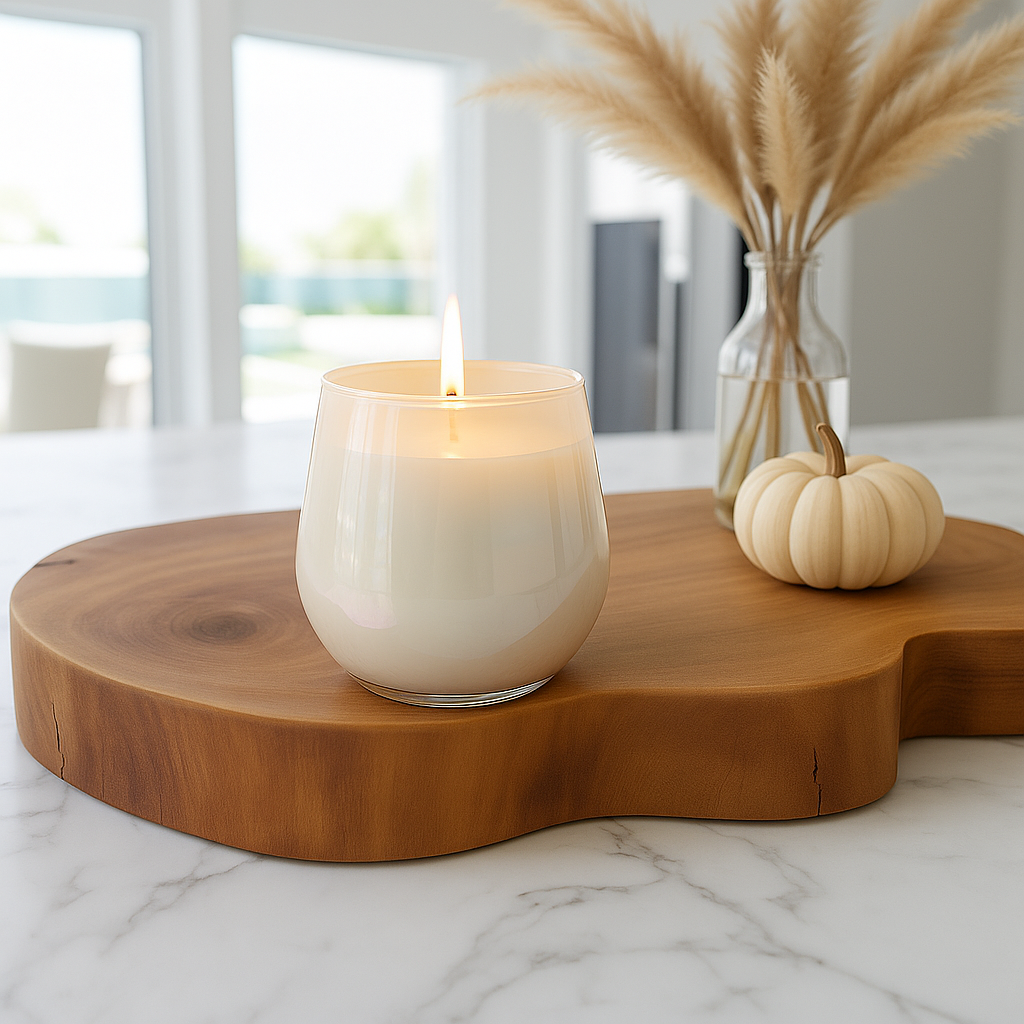 Iridescent Pearl White Stemless Candle | spun sugar, raspberry & vanilla musk