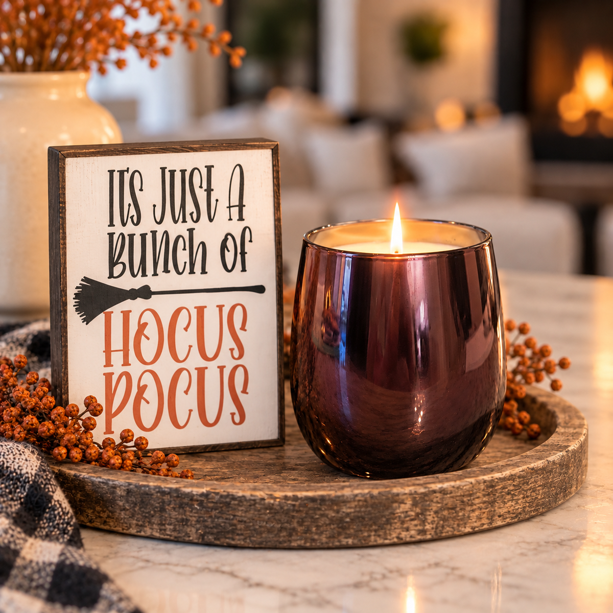 Iridescent Black Stemless Candle | Haunted Mansion - palo santo, amber, leather